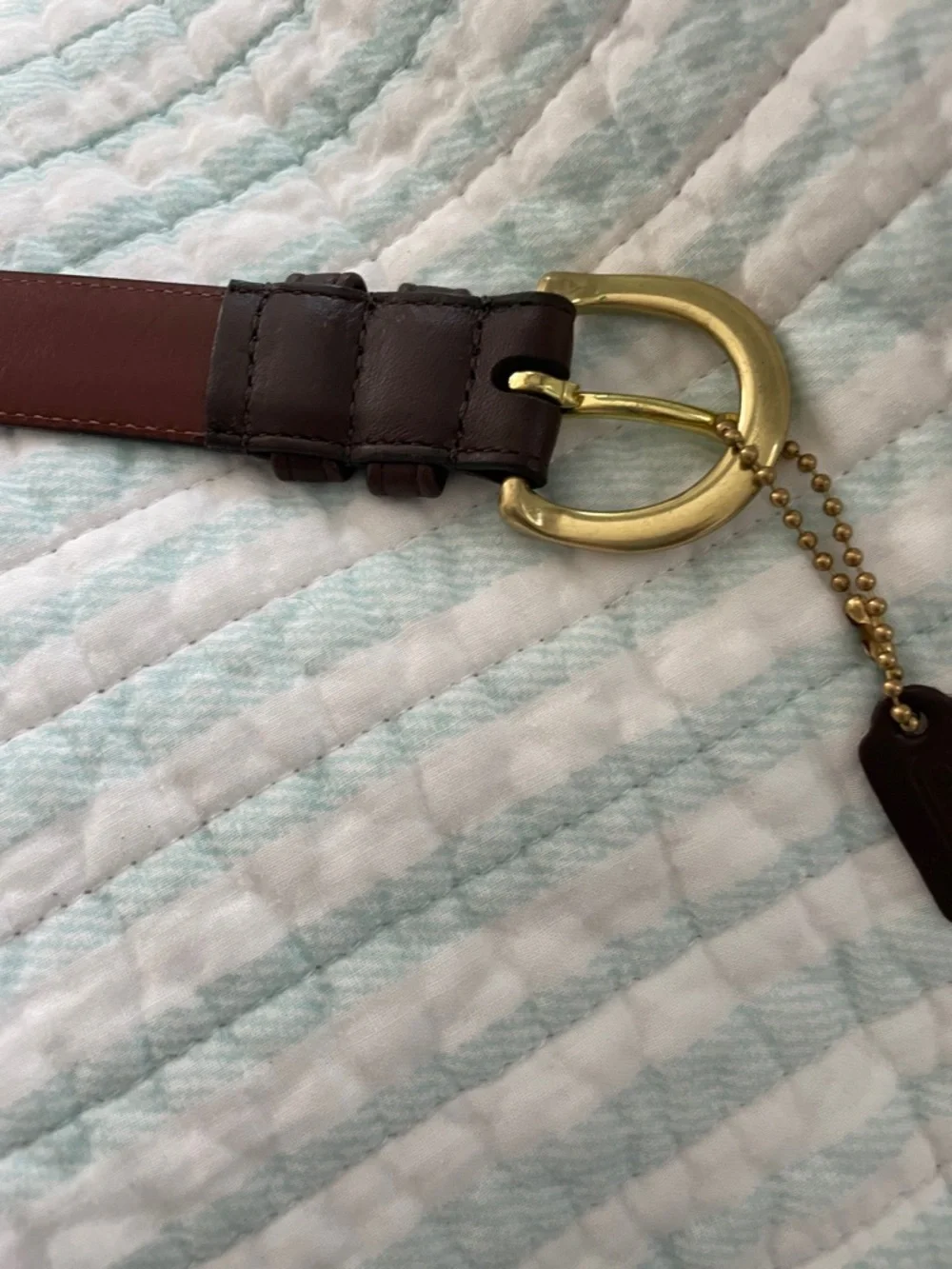 Coach Dark Brown Leather Belt with Gold Buckle - Picture 6 of 10
